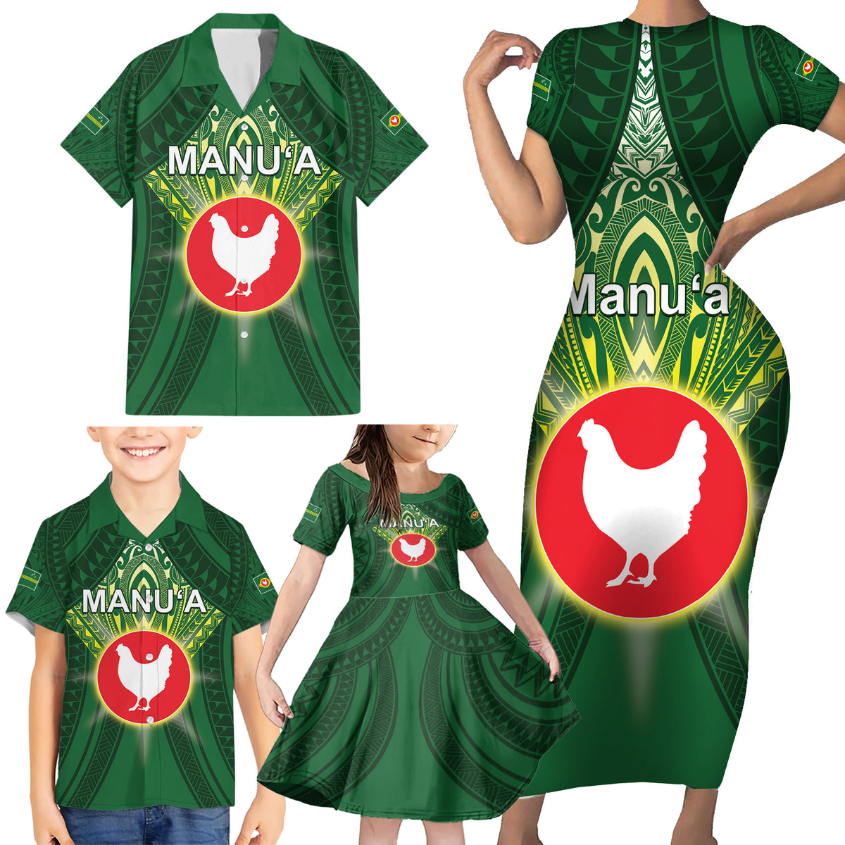Personalized American Samoa Manu'a Cession Day Family Matching Short Sleeve Bodycon Dress and Hawaiian Shirt With Polynesian Pattern LT05 - Polynesian Pride
