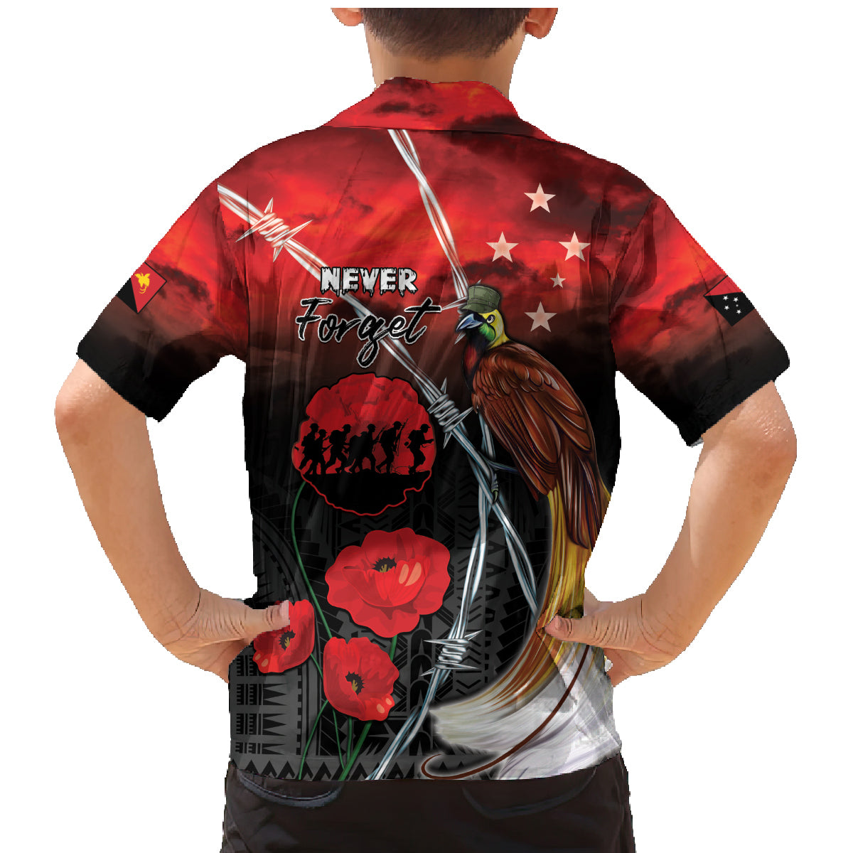 Papua New Guinea Remembrance Day Family Matching Mermaid Dress and Hawaiian Shirt Lest We Forget LT05 - Polynesian Pride
