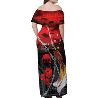 Papua New Guinea Remembrance Day Family Matching Off Shoulder Maxi Dress and Hawaiian Shirt Lest We Forget LT05 - Polynesian Pride