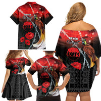 Papua New Guinea Remembrance Day Family Matching Off Shoulder Short Dress and Hawaiian Shirt Lest We Forget LT05 - Polynesian Pride