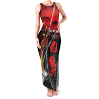 Papua New Guinea Remembrance Day Family Matching Tank Maxi Dress and Hawaiian Shirt Lest We Forget LT05 Mom's Dress Red - Polynesian Pride