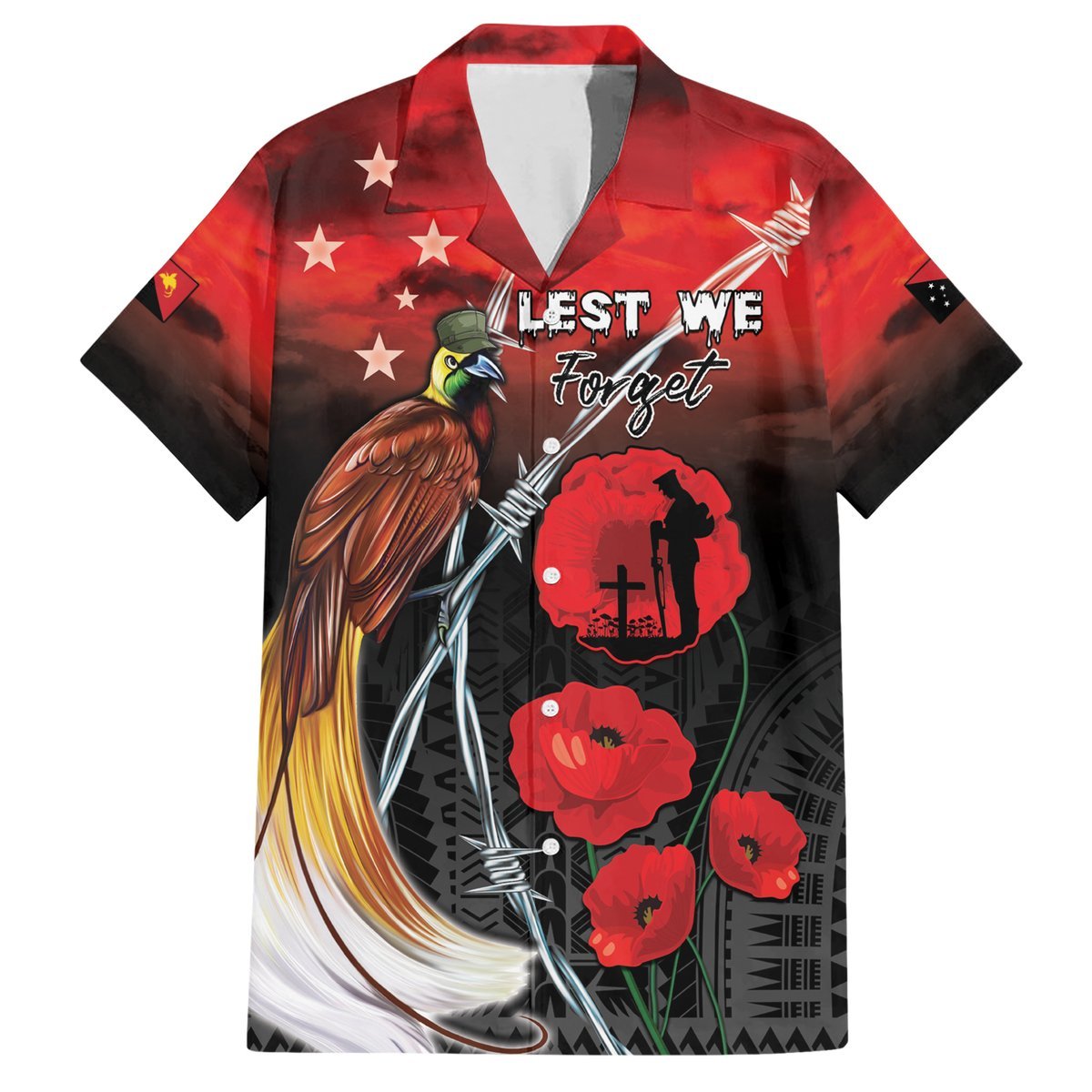 Papua New Guinea Remembrance Day Hawaiian Shirt Lest We Forget LT05 Red - Polynesian Pride