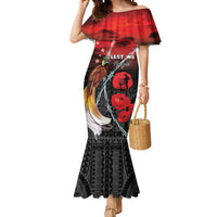 Papua New Guinea Remembrance Day Mermaid Dress Lest We Forget LT05 Women Red - Polynesian Pride