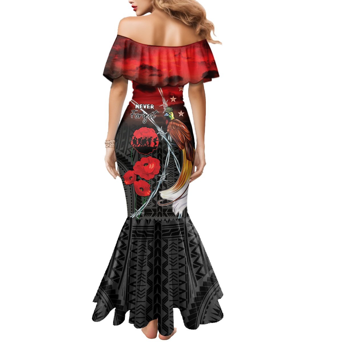 Papua New Guinea Remembrance Day Mermaid Dress Lest We Forget LT05 - Polynesian Pride