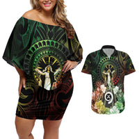 Vanuatu Happy Assumption Day Couples Matching Off Shoulder Short Dress and Hawaiian Shirt LT05 Reggae - Polynesian Pride
