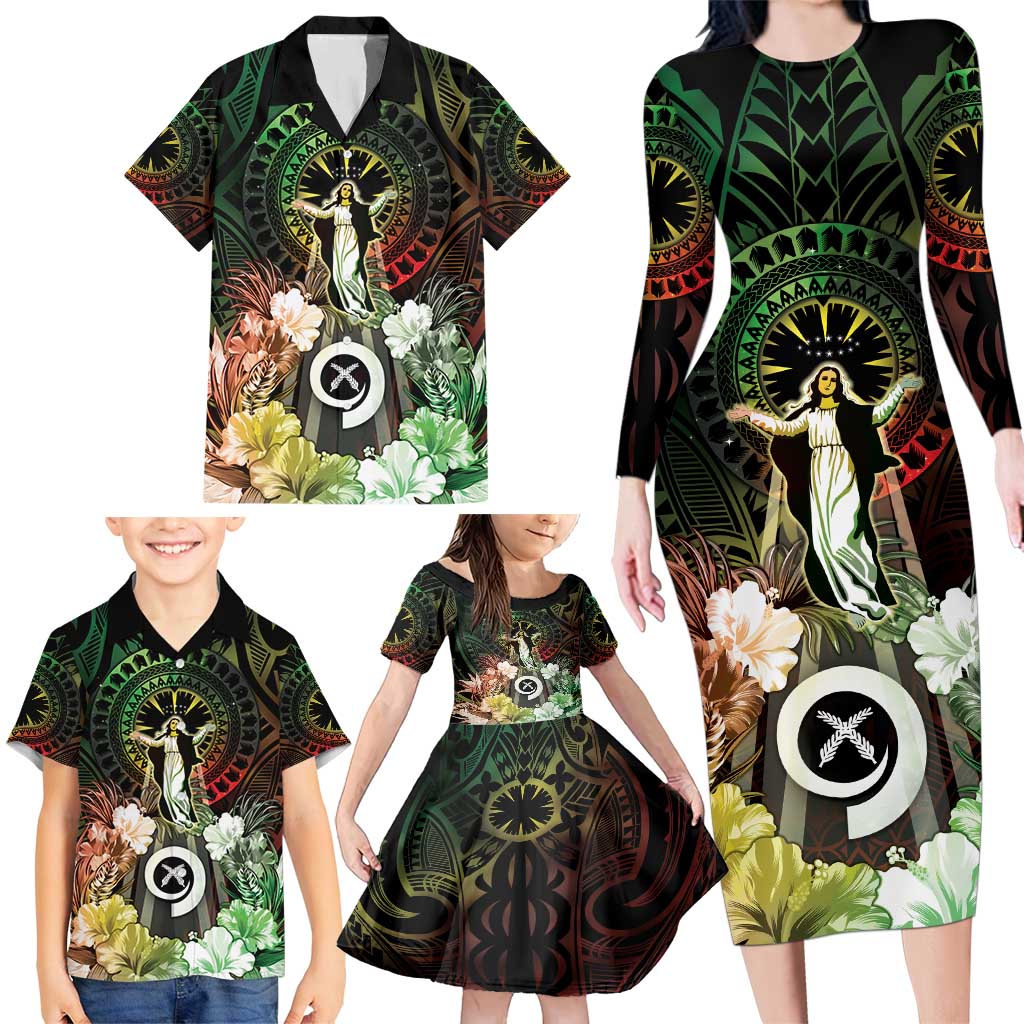 Vanuatu Happy Assumption Day Family Matching Long Sleeve Bodycon Dress and Hawaiian Shirt LT05 - Polynesian Pride