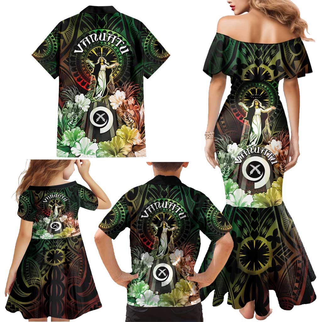 Vanuatu Happy Assumption Day Family Matching Mermaid Dress and Hawaiian Shirt LT05 - Polynesian Pride