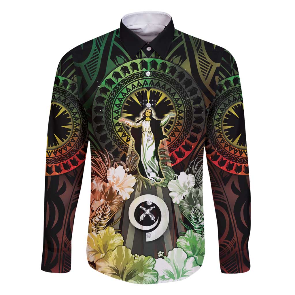 Vanuatu Happy Assumption Day Family Matching Mermaid Dress and Hawaiian Shirt LT05 Dad's Shirt - Long Sleeve Reggae - Polynesian Pride