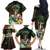 Vanuatu Happy Assumption Day Family Matching Off The Shoulder Long Sleeve Dress and Hawaiian Shirt LT05 - Polynesian Pride