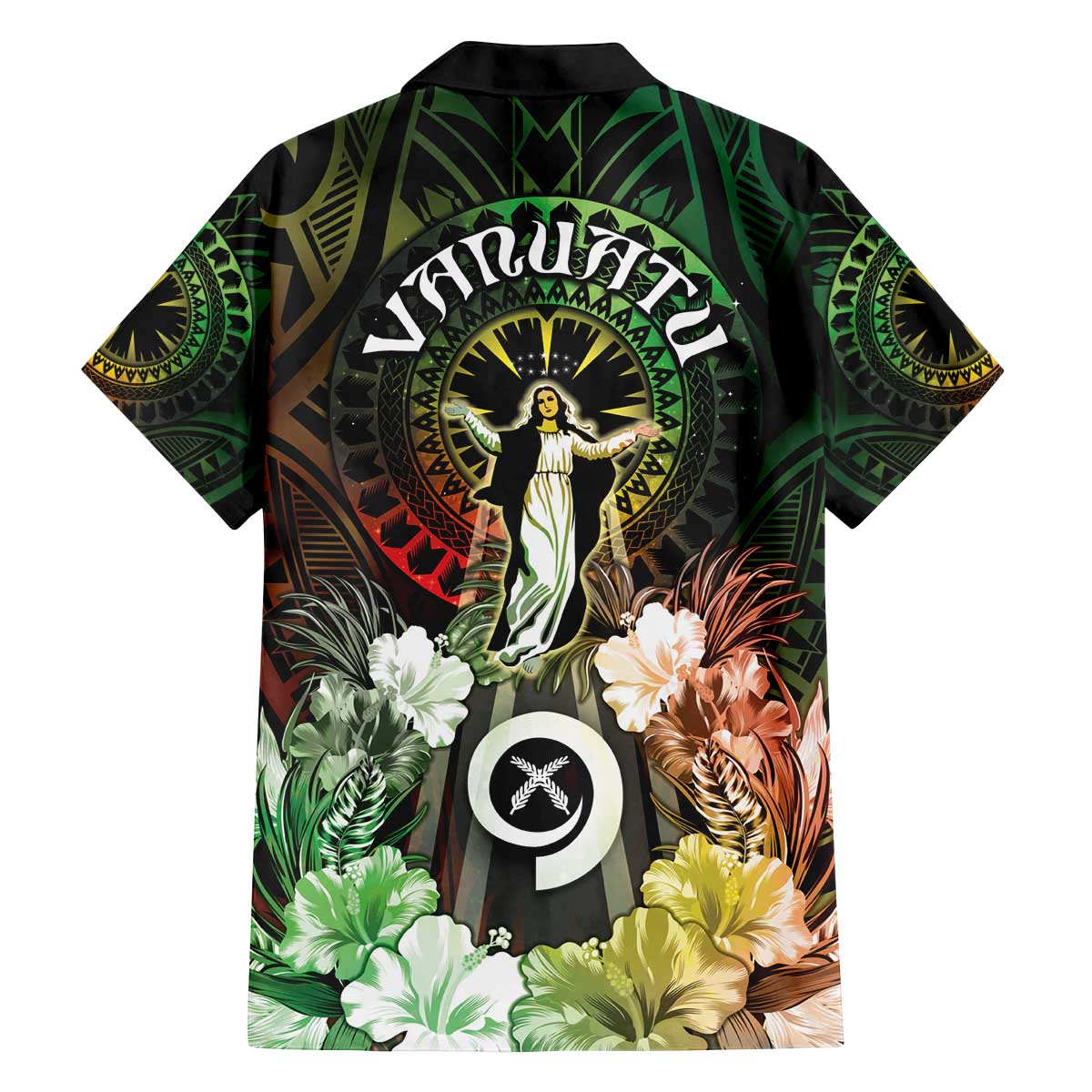 Vanuatu Happy Assumption Day Family Matching Off The Shoulder Long Sleeve Dress and Hawaiian Shirt LT05 - Polynesian Pride