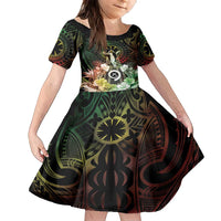 Vanuatu Happy Assumption Day Family Matching Off Shoulder Maxi Dress and Hawaiian Shirt LT05 Daughter's Dress Reggae - Polynesian Pride