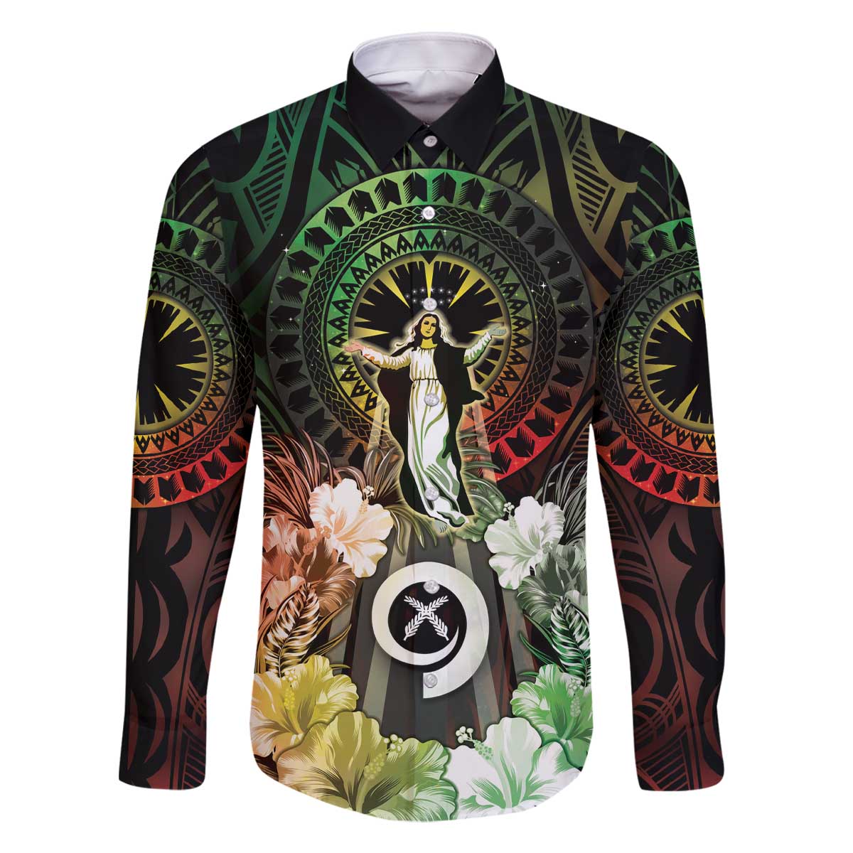 Vanuatu Happy Assumption Day Family Matching Off Shoulder Short Dress and Hawaiian Shirt LT05 Dad's Shirt - Long Sleeve Reggae - Polynesian Pride