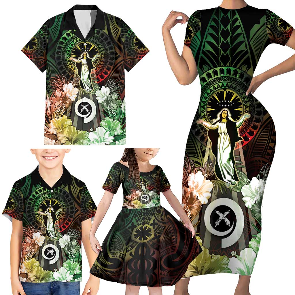 Vanuatu Happy Assumption Day Family Matching Short Sleeve Bodycon Dress and Hawaiian Shirt LT05 - Polynesian Pride