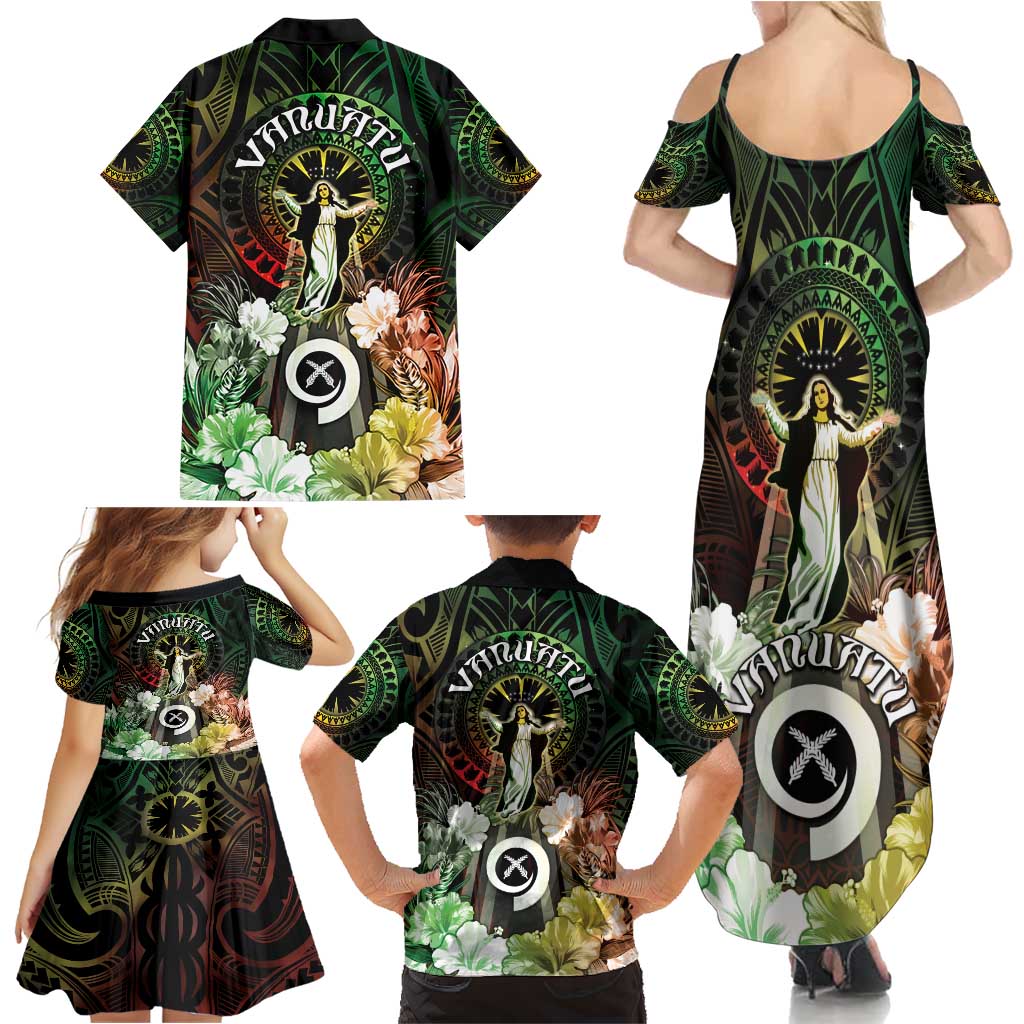 Vanuatu Happy Assumption Day Family Matching Summer Maxi Dress and Hawaiian Shirt LT05 - Polynesian Pride