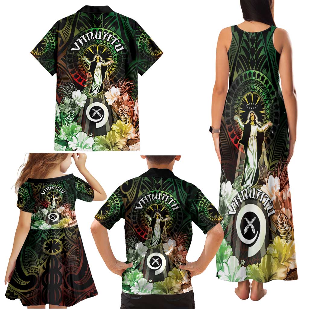 Vanuatu Happy Assumption Day Family Matching Tank Maxi Dress and Hawaiian Shirt LT05 - Polynesian Pride