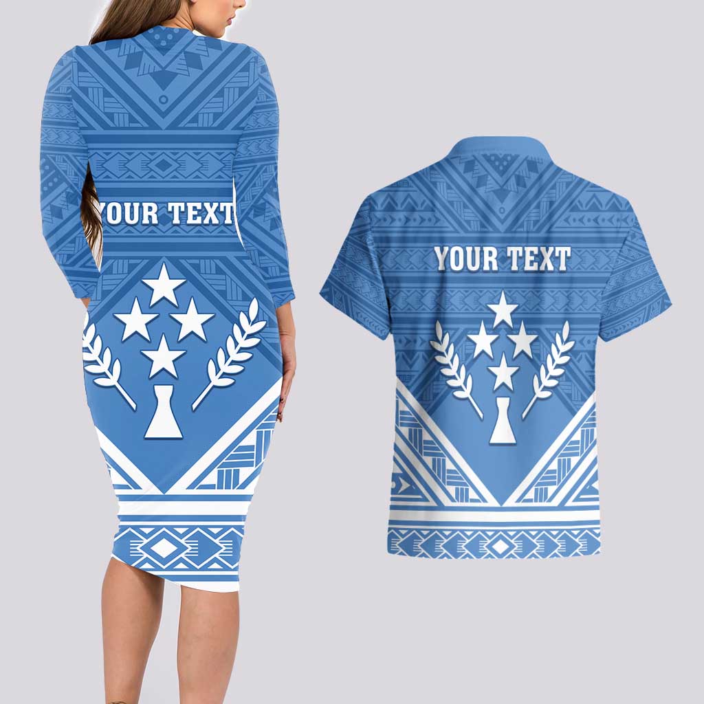 Personalised Kosrae State Gospel Day Couples Matching Long Sleeve Bodycon Dress and Hawaiian Shirt Simple Style LT05 - Polynesian Pride