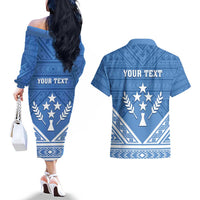 Personalised Kosrae State Gospel Day Couples Matching Off The Shoulder Long Sleeve Dress and Hawaiian Shirt Simple Style LT05 - Polynesian Pride