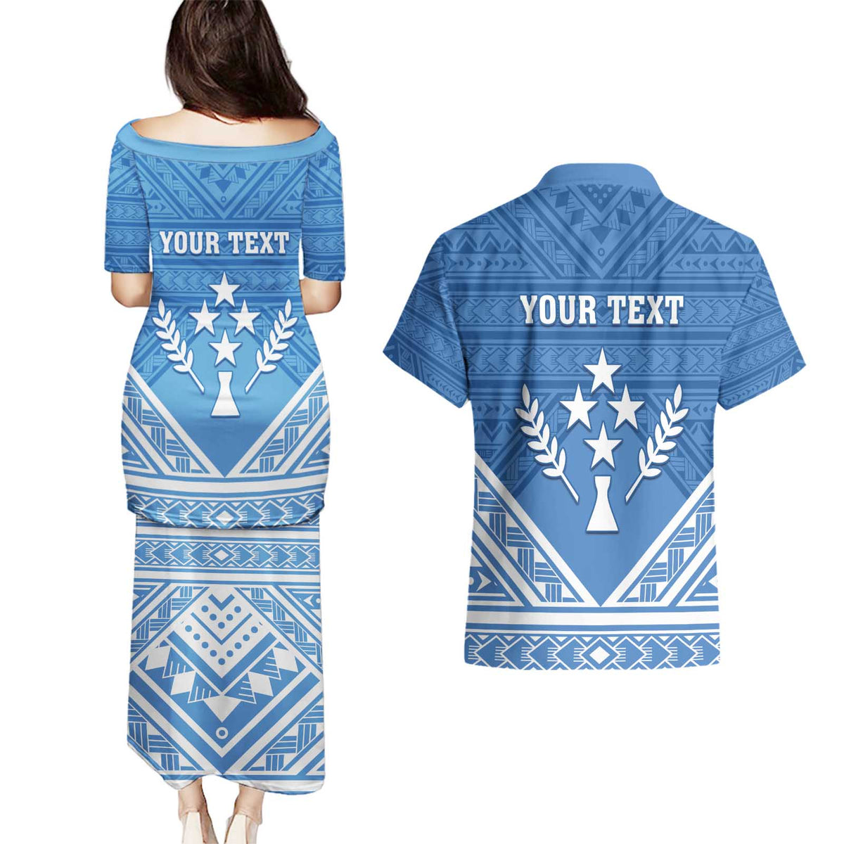 Personalised Kosrae State Gospel Day Couples Matching Puletasi and Hawaiian Shirt Simple Style