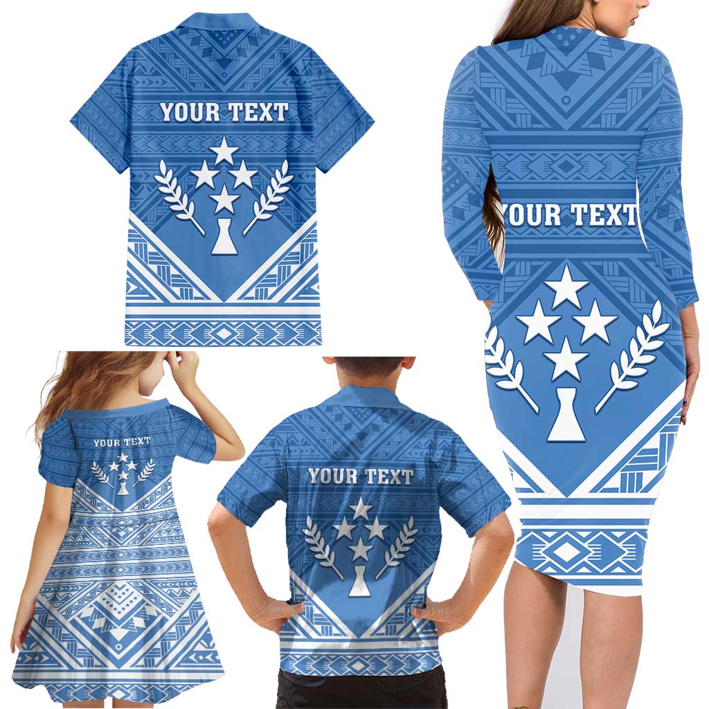 Personalised Kosrae State Gospel Day Family Matching Long Sleeve Bodycon Dress and Hawaiian Shirt Simple Style LT05 - Polynesian Pride