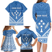 Personalised Kosrae State Gospel Day Family Matching Long Sleeve Bodycon Dress and Hawaiian Shirt Simple Style LT05 - Polynesian Pride