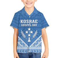 Personalised Kosrae State Gospel Day Family Matching Long Sleeve Bodycon Dress and Hawaiian Shirt Simple Style LT05 Son's Shirt Blue - Polynesian Pride