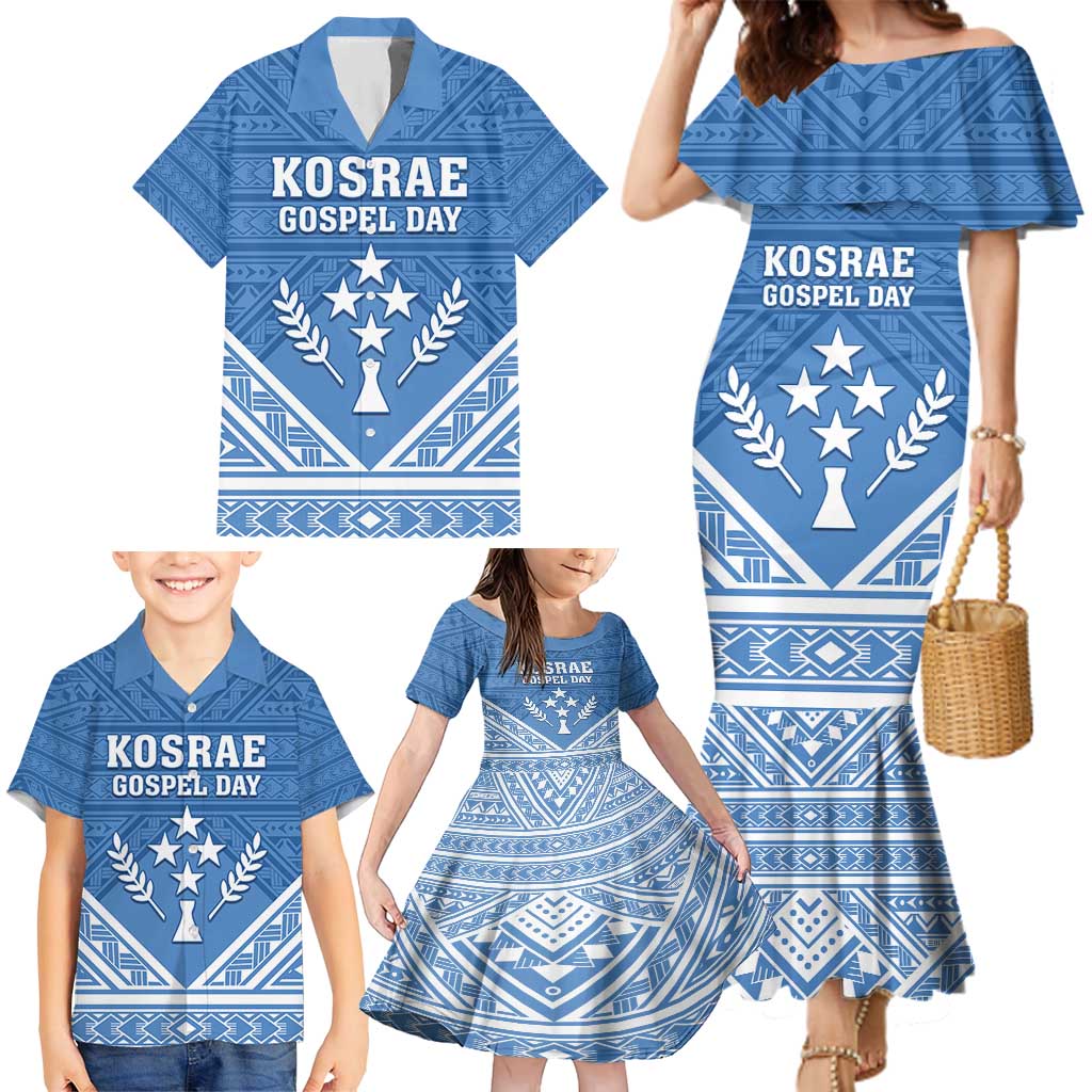 Personalised Kosrae State Gospel Day Family Matching Mermaid Dress and Hawaiian Shirt Simple Style LT05 - Polynesian Pride