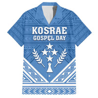Personalised Kosrae State Gospel Day Family Matching Off The Shoulder Long Sleeve Dress and Hawaiian Shirt Simple Style LT05 Dad's Shirt - Short Sleeve Blue - Polynesian Pride