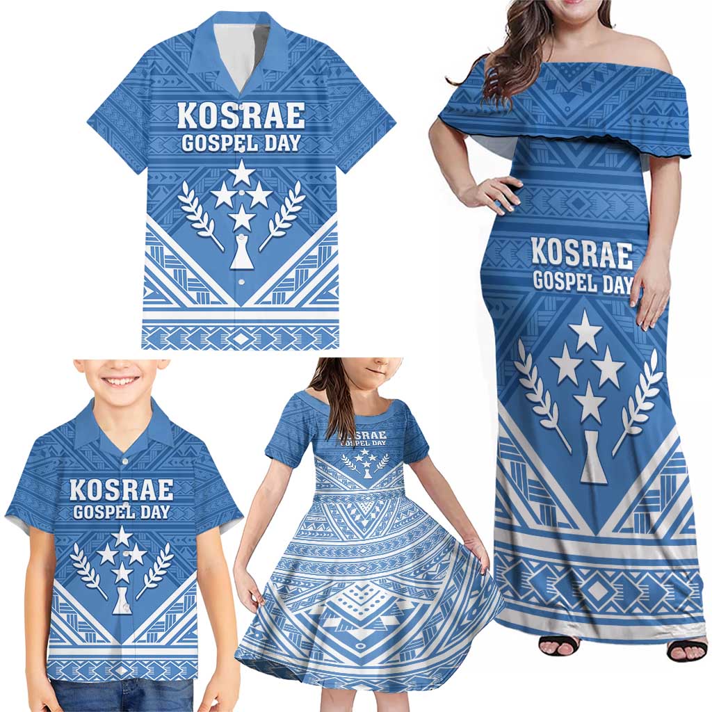 Personalised Kosrae State Gospel Day Family Matching Off Shoulder Maxi Dress and Hawaiian Shirt Simple Style LT05 - Polynesian Pride
