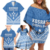 Personalised Kosrae State Gospel Day Family Matching Off Shoulder Short Dress and Hawaiian Shirt Simple Style LT05 - Polynesian Pride