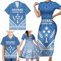 Personalised Kosrae State Gospel Day Family Matching Short Sleeve Bodycon Dress and Hawaiian Shirt Simple Style LT05 - Polynesian Pride