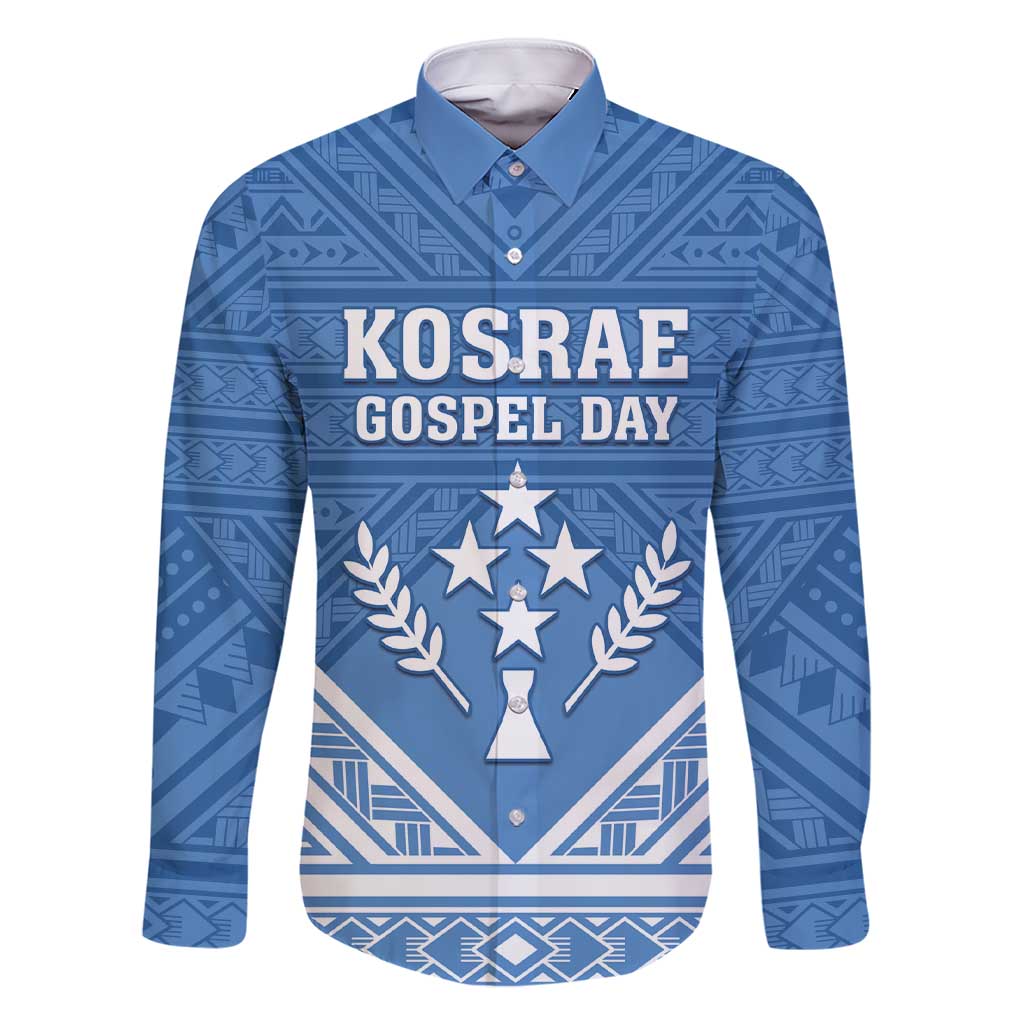 Personalised Kosrae State Gospel Day Family Matching Short Sleeve Bodycon Dress and Hawaiian Shirt Simple Style LT05 Dad's Shirt - Long Sleeve Blue - Polynesian Pride