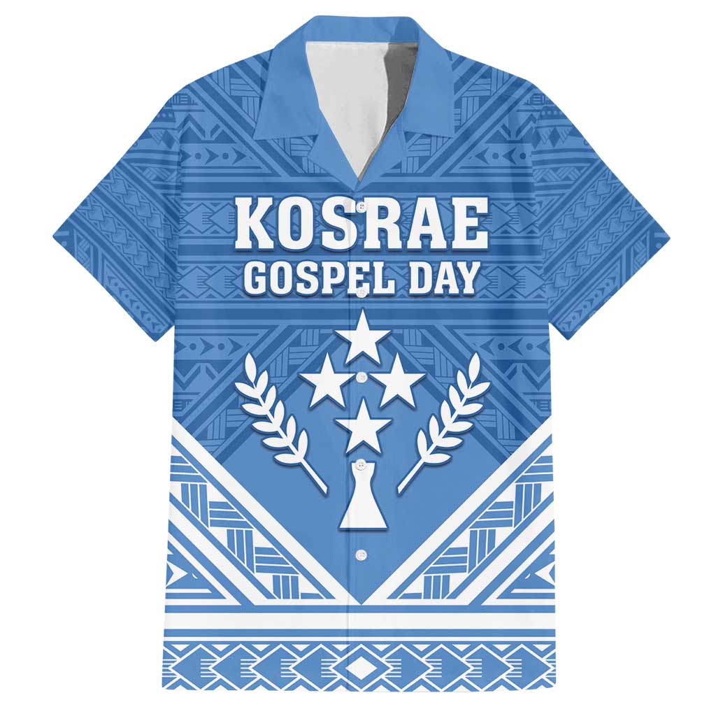 Personalised Kosrae State Gospel Day Family Matching Summer Maxi Dress and Hawaiian Shirt Simple Style LT05 Dad's Shirt - Short Sleeve Blue - Polynesian Pride