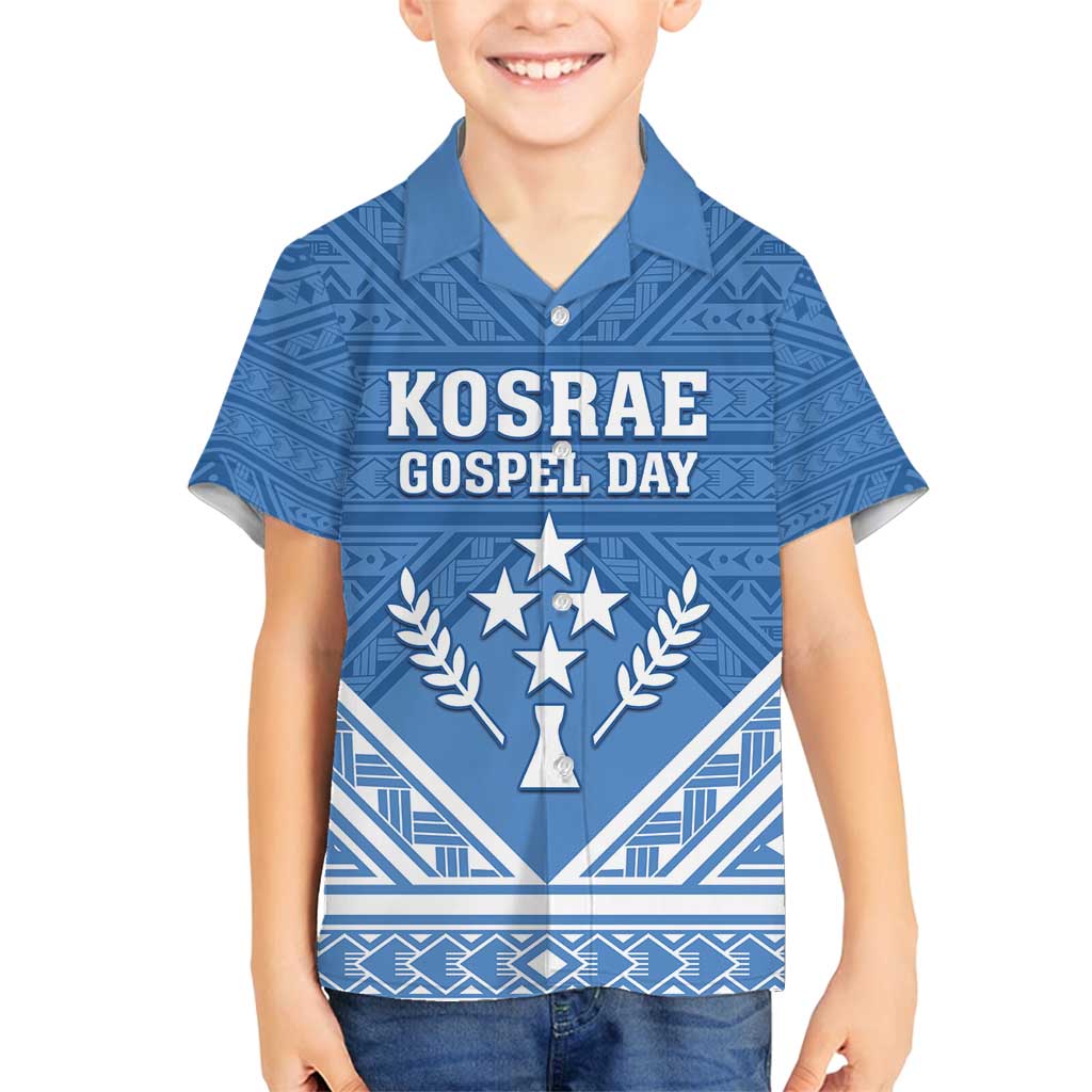 Personalised Kosrae State Gospel Day Family Matching Tank Maxi Dress and Hawaiian Shirt Simple Style LT05 Son's Shirt Blue - Polynesian Pride