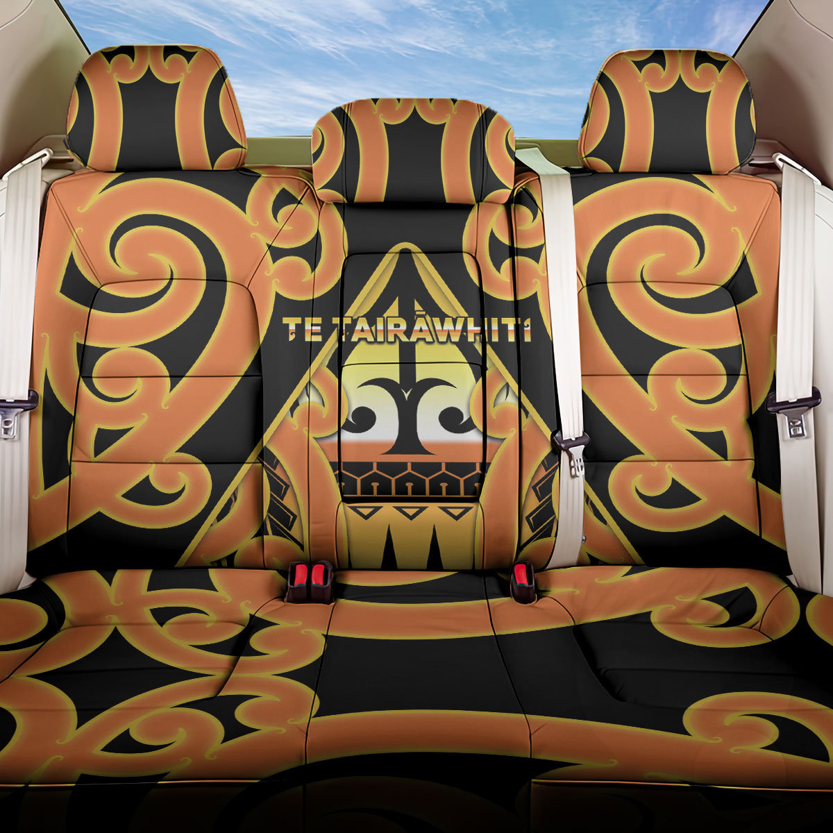 New Zealand Te Tairawhiti Back Car Seat Cover Maori Koru Pattern LT05 One Size Orange - Polynesian Pride