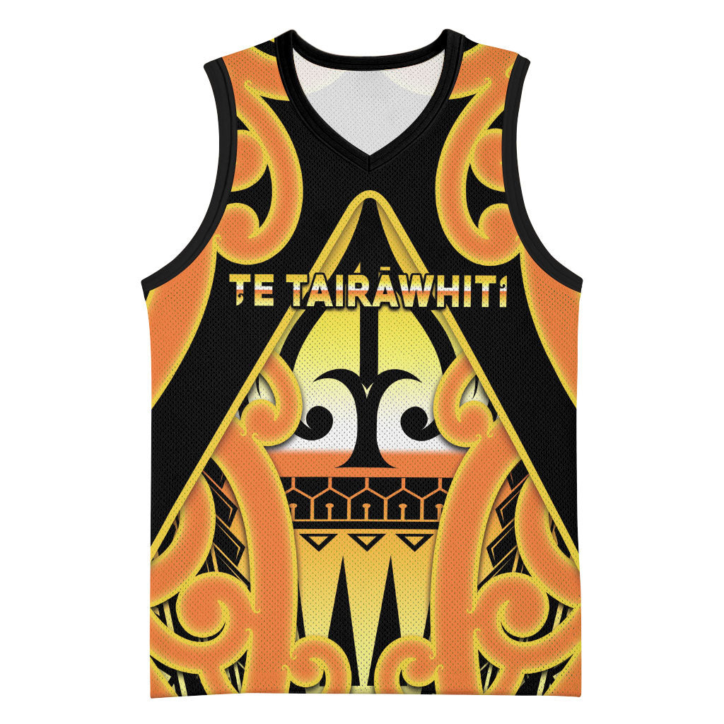 Personalised New Zealand Te Tairawhiti Basketball Jersey Maori Koru Pattern LT05 Unisex Orange - Polynesian Pride
