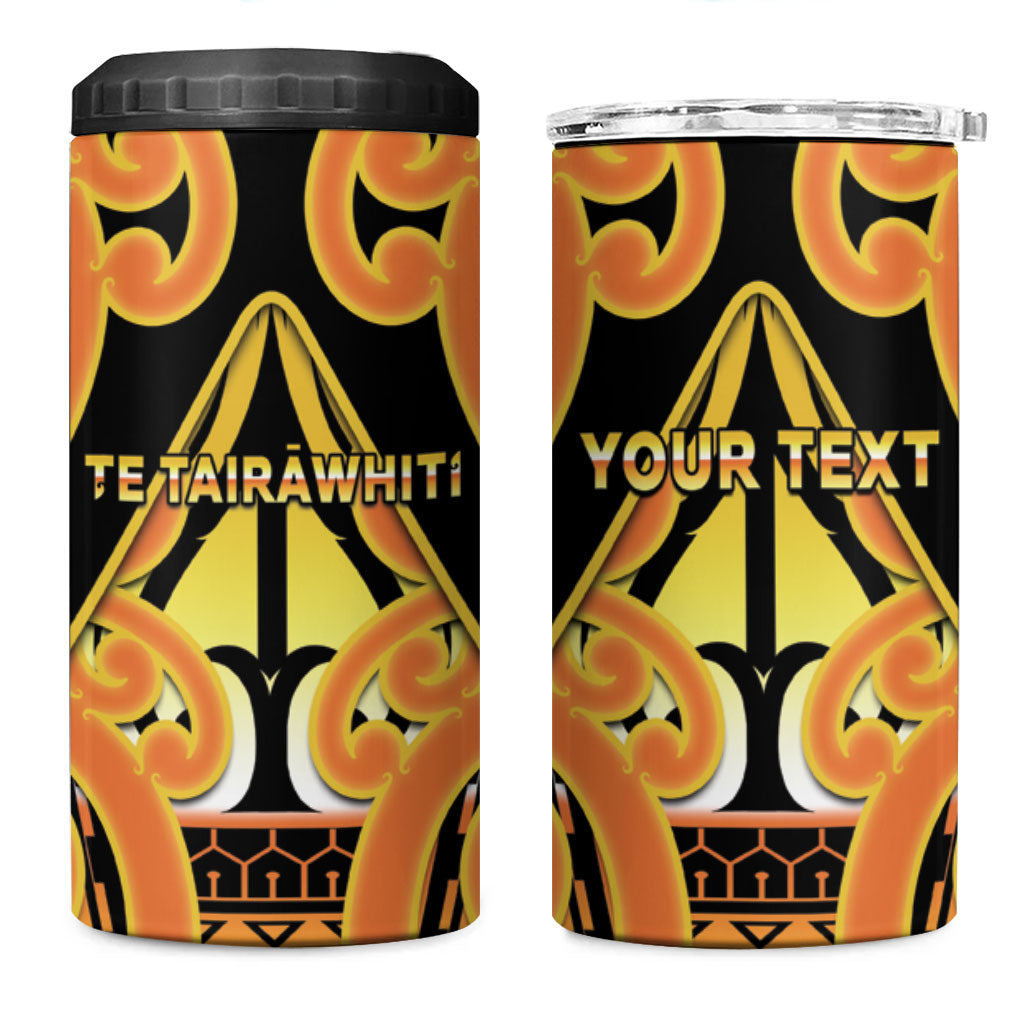 Personalised New Zealand Te Tairawhiti 4 in 1 Can Cooler Tumbler Maori Koru Pattern LT05 One Size: 16 oz Orange - Polynesian Pride
