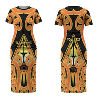 Personalised New Zealand Te Tairawhiti Couples Matching Short Sleeve Bodycon Dress and Long Sleeve Button Shirt Maori Koru Pattern LT05 - Polynesian Pride