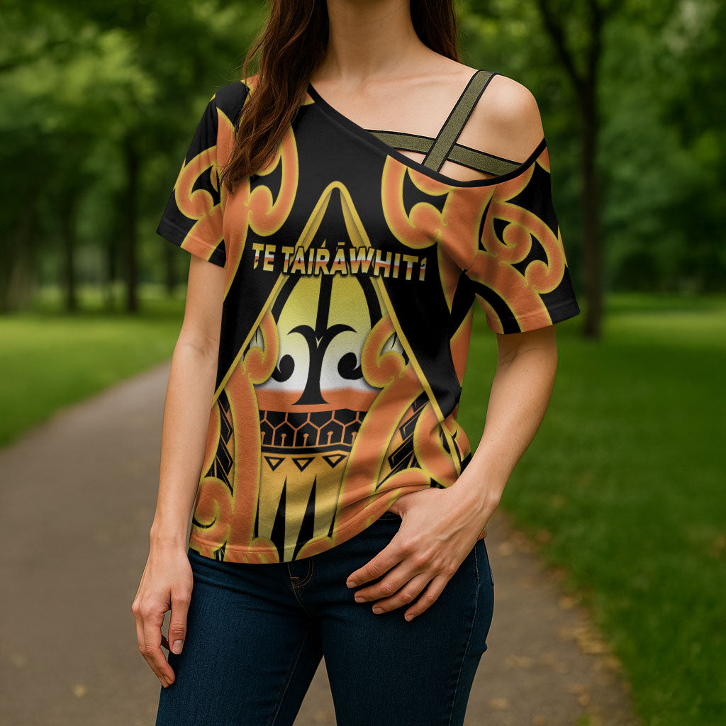 Personalised New Zealand Te Tairawhiti Cross Shoulder Shirt Maori Koru Pattern LT05 - Polynesian Pride