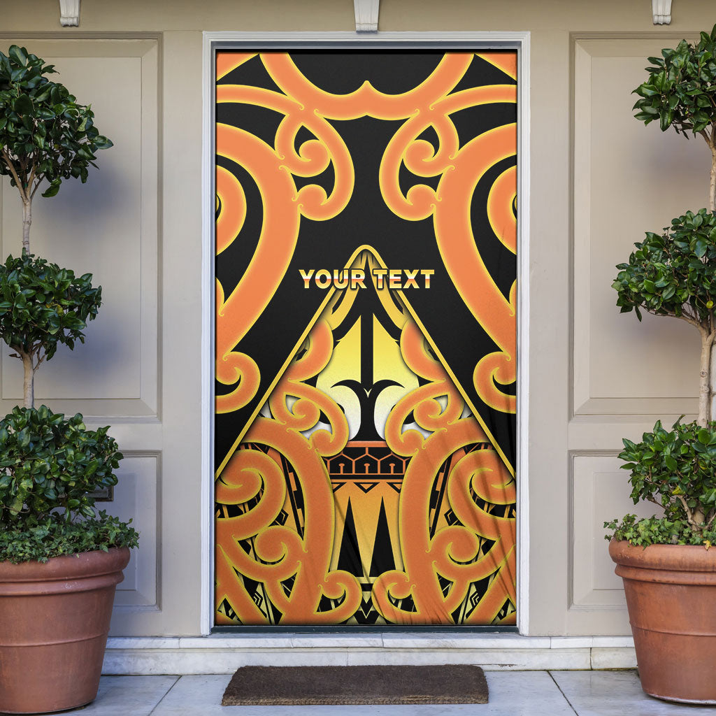 Personalised New Zealand Te Tairawhiti Door Cover Maori Koru Pattern LT05 Orange - Polynesian Pride