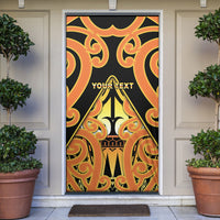 Personalised New Zealand Te Tairawhiti Door Cover Maori Koru Pattern LT05 Orange - Polynesian Pride