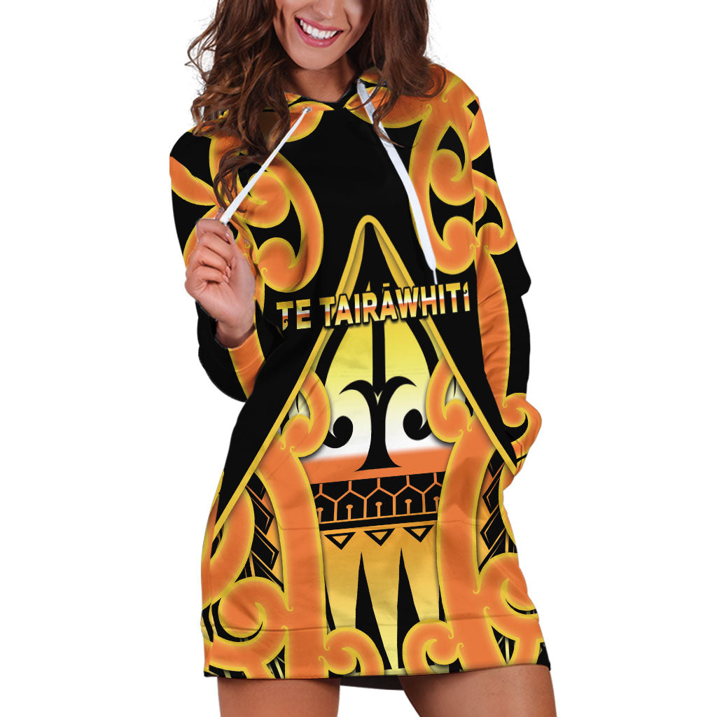 Personalised New Zealand Te Tairawhiti Hoodie Dress Maori Koru Pattern LT05 Orange - Polynesian Pride