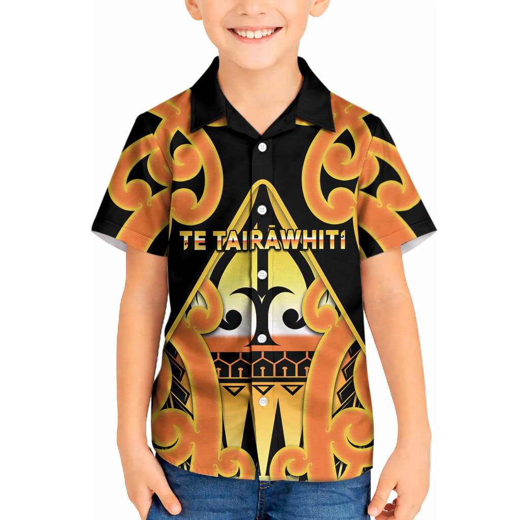 Personalised New Zealand Te Tairawhiti Kid Hawaiian Shirt Maori Koru Pattern LT05 Kid Orange - Polynesian Pride