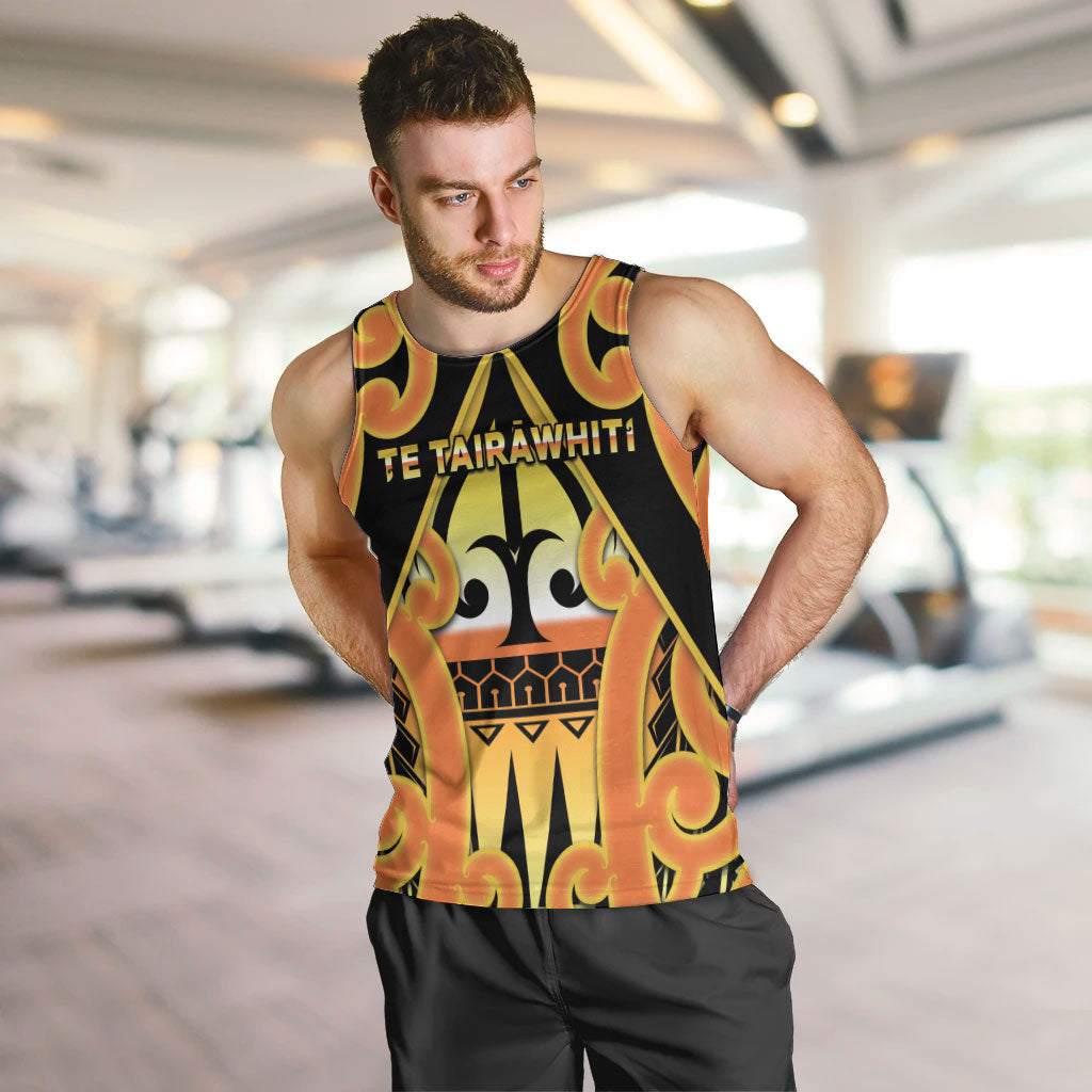 Personalised New Zealand Te Tairawhiti Men Tank Top Maori Koru Pattern LT05 Orange - Polynesian Pride
