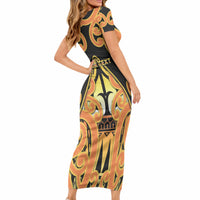 Personalised New Zealand Te Tairawhiti Short Sleeve Bodycon Dress Maori Koru Pattern LT05 - Polynesian Pride