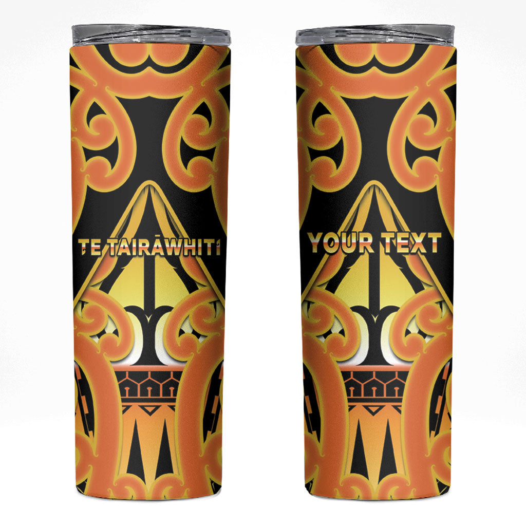 Personalised New Zealand Te Tairawhiti Skinny Tumbler Maori Koru Pattern LT05 Orange - Polynesian Pride