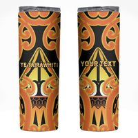 Personalised New Zealand Te Tairawhiti Skinny Tumbler Maori Koru Pattern LT05 Orange - Polynesian Pride