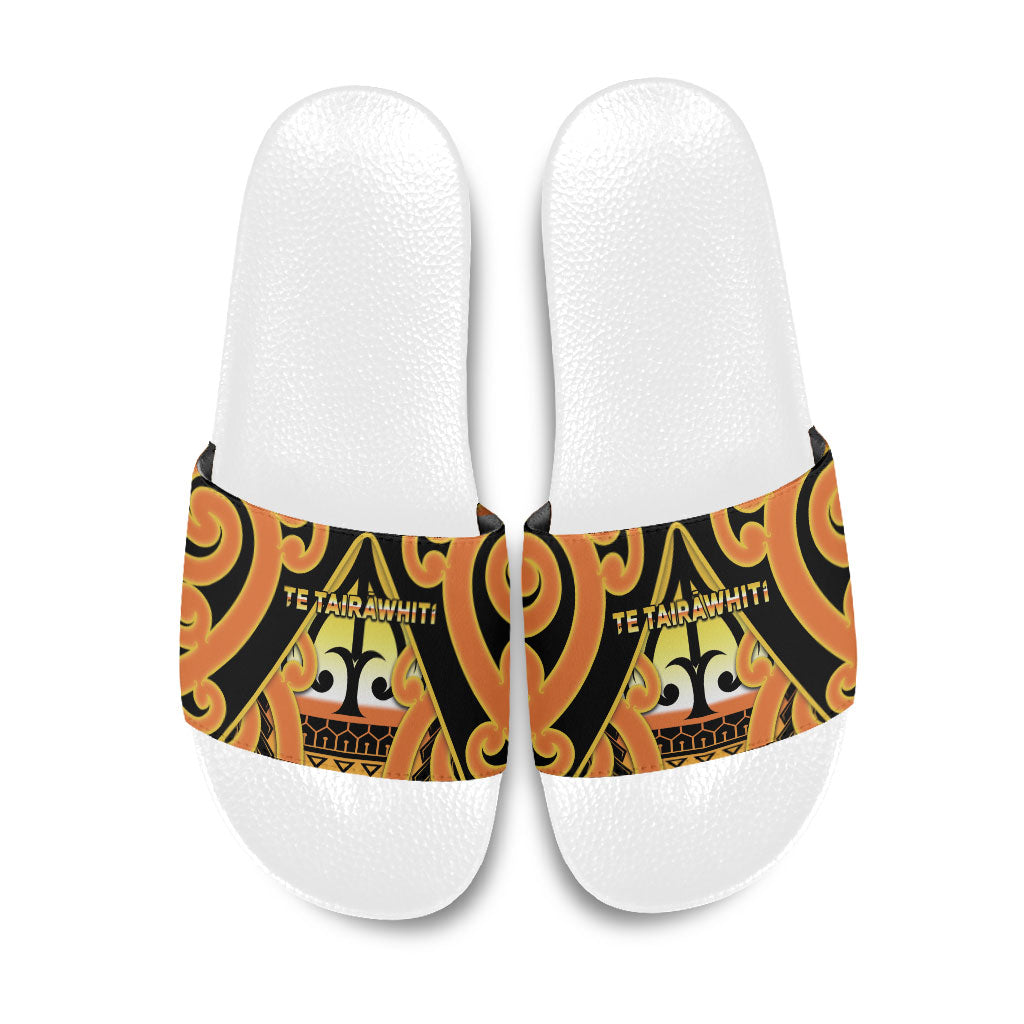 New Zealand Te Tairawhiti Slide Sandals Maori Koru Pattern LT05 Orange - Polynesian Pride