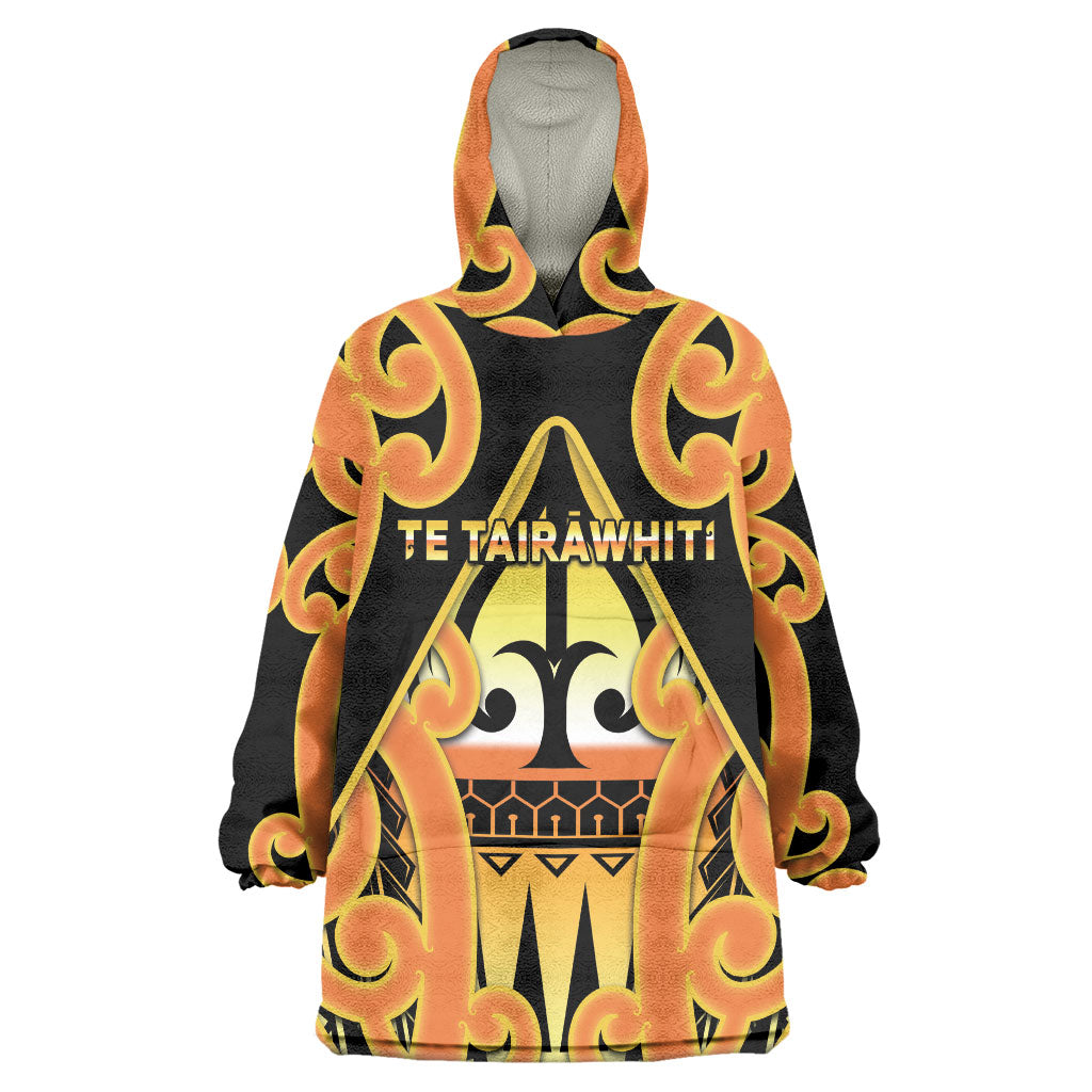 Personalised New Zealand Te Tairawhiti Wearable Blanket Hoodie Maori Koru Pattern LT05 One Size Orange - Polynesian Pride