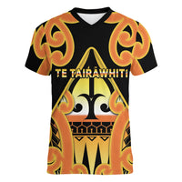 Personalised New Zealand Te Tairawhiti Women V-Neck T-Shirt Maori Koru Pattern LT05 Female Orange - Polynesian Pride