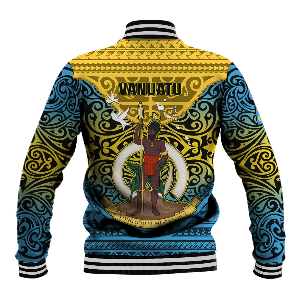 Vanuatu Sanma Province Baseball Jacket Coat Of Arms And Namele Fern Polynesian Pattern LT05 - Polynesian Pride